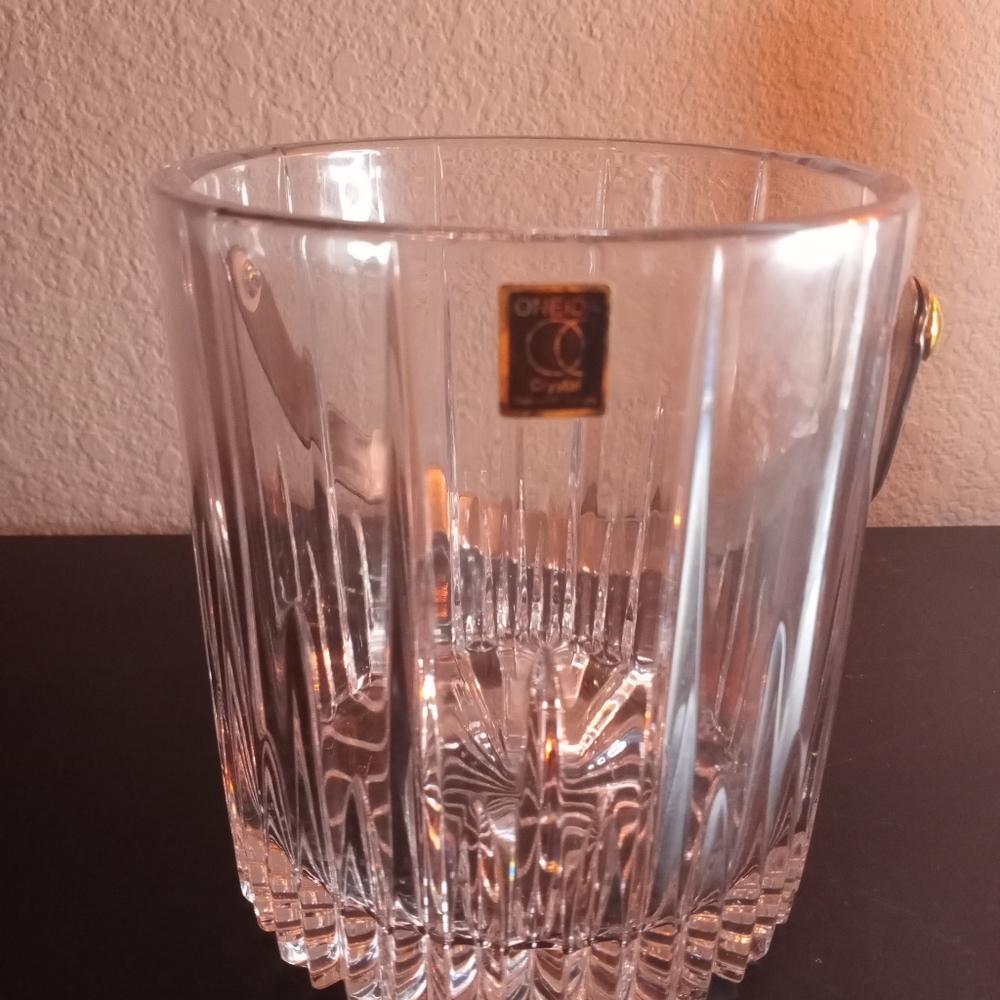Oneida Crystal Germany 6" Ice Bucket with Gold Tone Handle